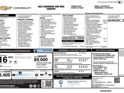 Used 2023 Chevrolet Suburban High Country w/ Max Trailering Package AWD/4WD image 2
