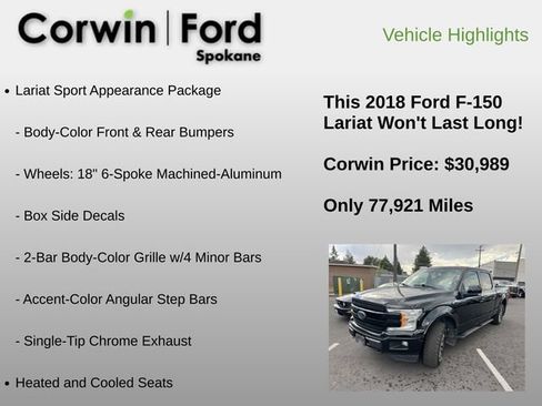 Used 2018 Ford F150 Lariat w/ Equipment Group 501A Mid AWD/4WD image 6