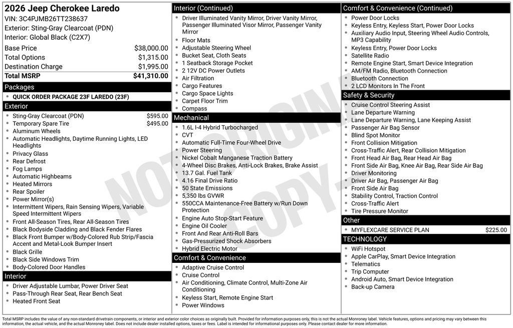 New 2026 Jeep Cherokee Laredo AWD/4WD image 9