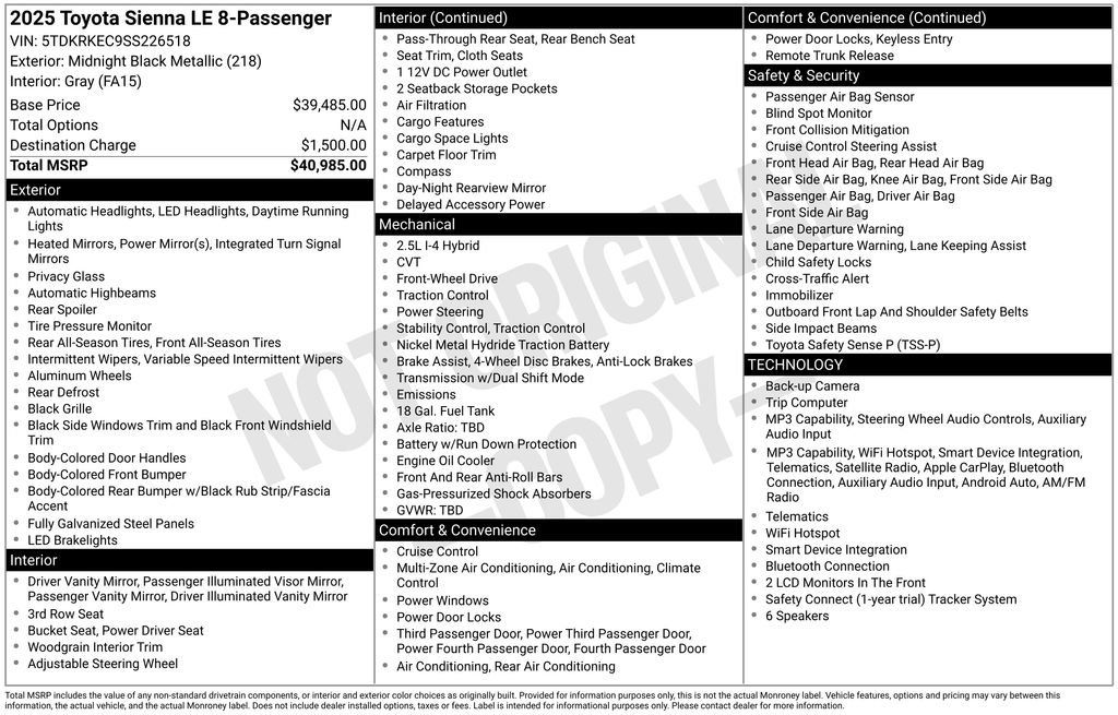 Used 2025 Toyota Sienna LE FWD image 45