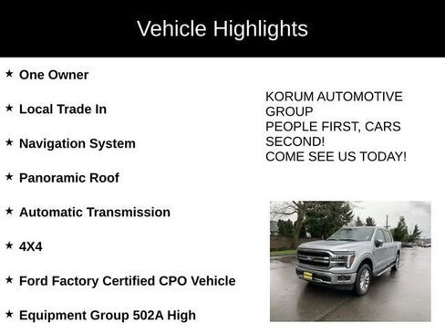 Certified 2025 Ford F150 Lariat w/ Equipment Group 502A High image 4