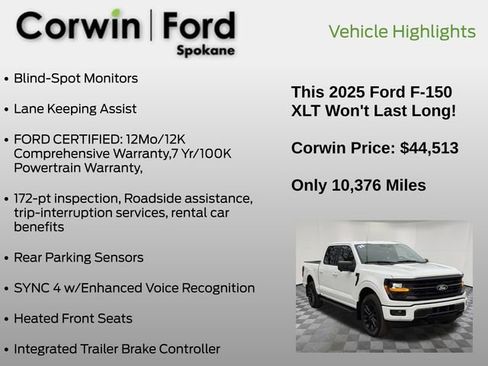 Certified 2025 Ford F150 XLT w/ Equipment Group 302A MID image 19