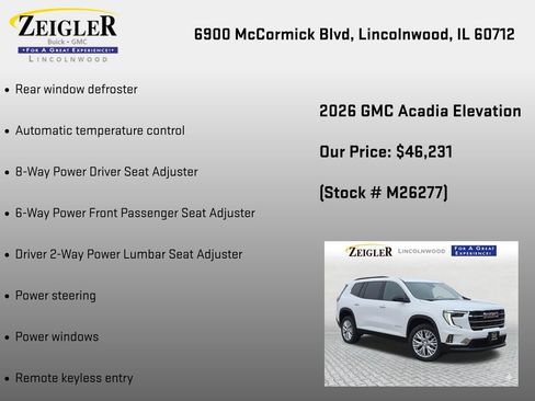 New 2026 GMC Acadia Elevation w/ Elevation Premium Package AWD/4WD image 18