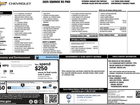 Used 2025 Chevrolet Equinox RS w/ Safety and Technology Package FWD image 57