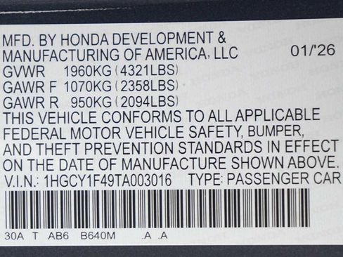 Certified 2026 Honda Accord SE image 30