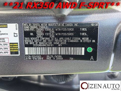 Used 2021 Lexus RX 350 F Sport w/ Cold Area Package (CT) AWD/4WD image 26
