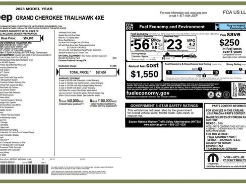 Certified 2023 Jeep Grand Cherokee Trailhawk AWD/4WD image 4