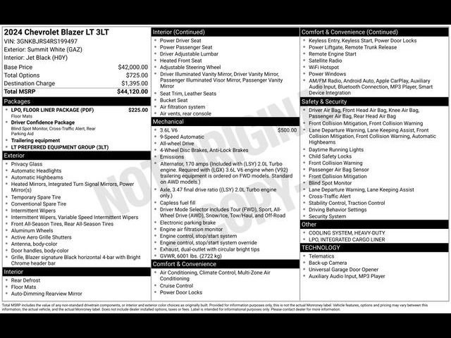 Certified 2024 Chevrolet Blazer LT w/ LPO, Floor Liner Package AWD/4WD image 52