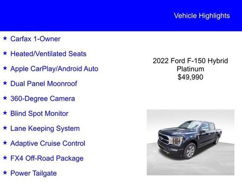 Certified 2022 Ford F150 Platinum w/ Equipment Group 701A High AWD/4WD image 2