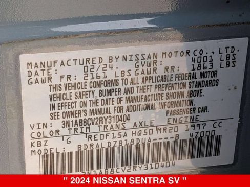 Certified 2024 Nissan Sentra SV FWD image 41