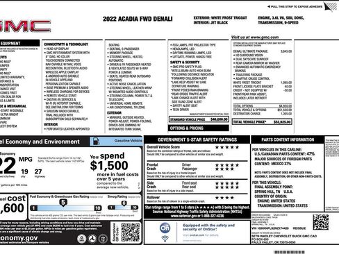 Used 2022 GMC Acadia Denali w/ Denali Ultimate Package FWD image 9