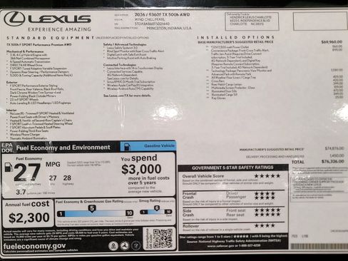New 2026 Lexus TX 500h AWD image 43