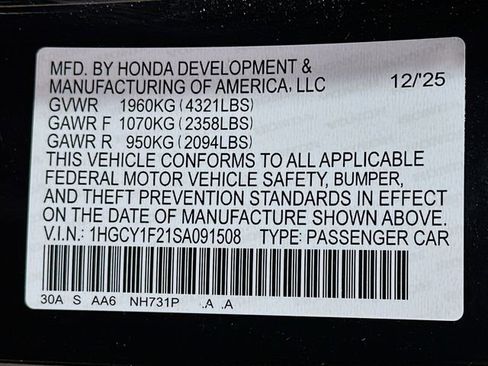Certified 2025 Honda Accord LX image 31
