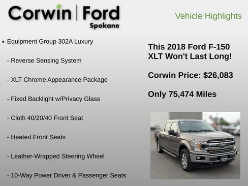 Used 2018 Ford F150 XLT w/ Equipment Group 302A Luxury AWD/4WD image 12
