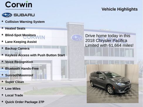 Used 2018 Chrysler Pacifica Limited w/ Advanced Safetytec Group FWD image 6