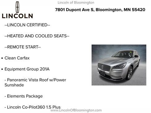 Certified 2022 Lincoln Corsair Reserve w/ Equipment Group 201A AWD/4WD image 6