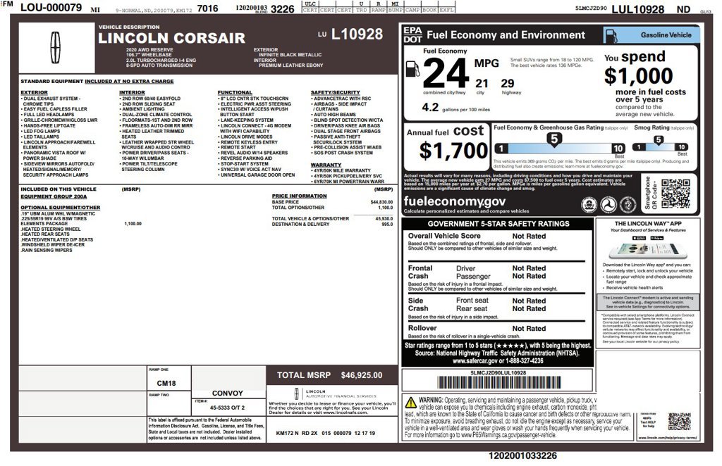 Used 2020 Lincoln Corsair Reserve w/ Elements Package AWD/4WD image 6