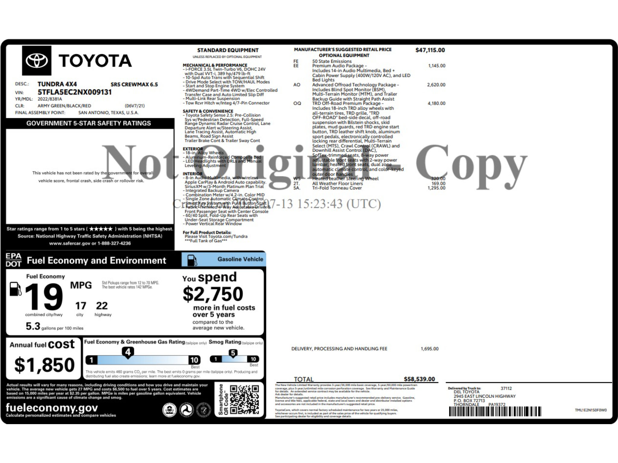 Used 2022 Toyota Tundra SR5 w/ TRD Off-Road Premium Package AWD/4WD image 9