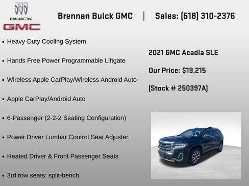 Certified 2021 GMC Acadia SLE w/ Driver Convenience Package image 25
