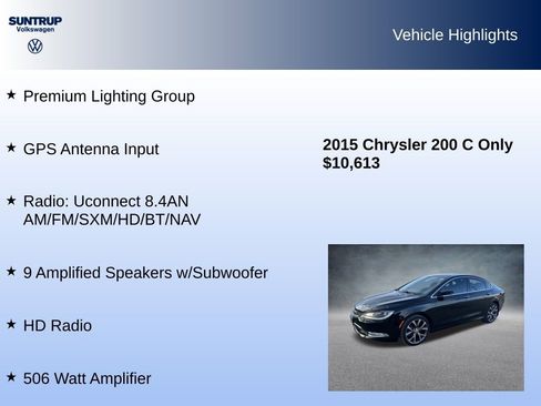 Used 2015 Chrysler 200 C w/ Navigation & Sound Group I image 16