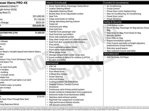 Used 2012 Nissan Xterra PRO-4X w/ Pro-4x Leather Pkg image 2