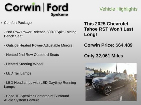 Used 2025 Chevrolet Tahoe RST w/ Comfort Package AWD/4WD image 12
