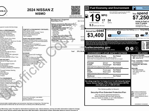 Used 2024 Nissan Z NISMO w/ Floor Mat Package RWD image 5
