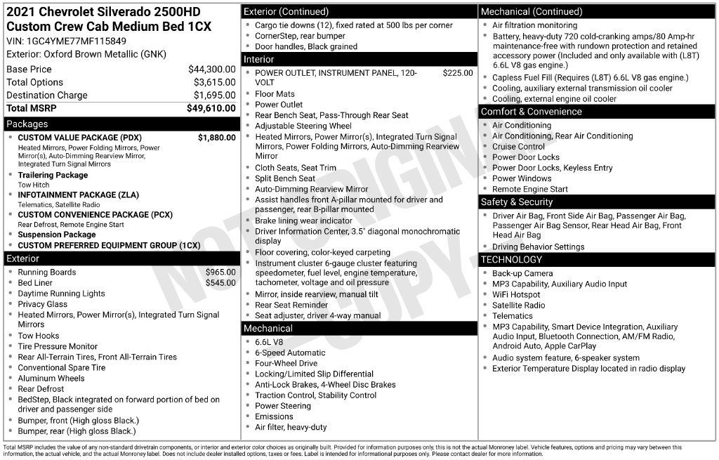 Used 2021 Chevrolet Silverado 2500 Custom w/ Custom Value Package AWD/4WD image 2
