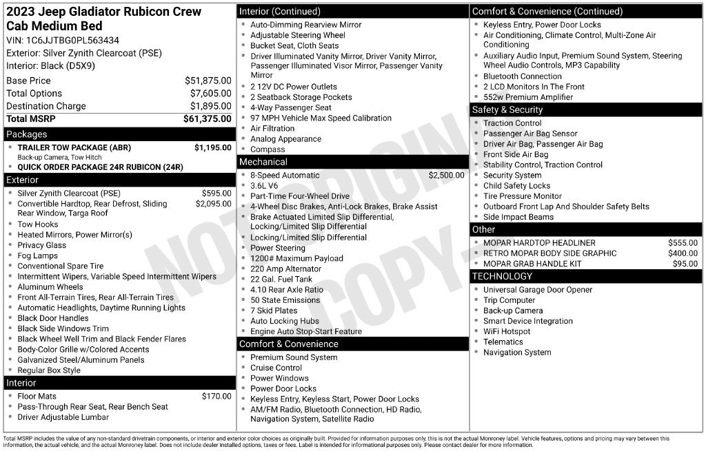 Used 2023 Jeep Gladiator Rubicon w/ Trailer Tow Package AWD/4WD image 21