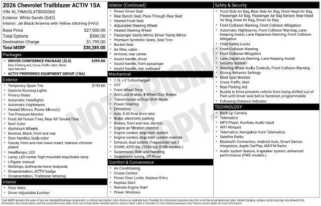 Used 2026 Chevrolet TrailBlazer ACTIV w/ Driver Confidence Package FWD image 24