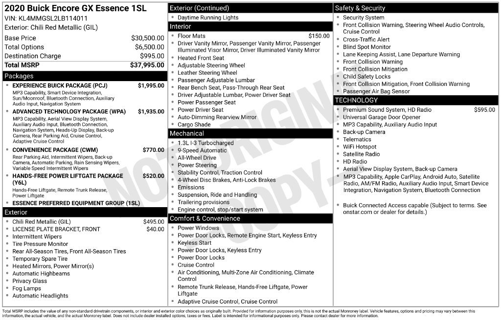 Used 2020 Buick Encore GX Essence w/ Experience Buick Package AWD/4WD image 36