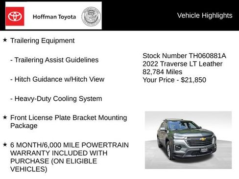 Used 2022 Chevrolet Traverse LT w/ LPO, Cargo Package AWD/4WD image 10