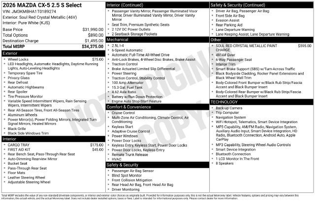 New 2026 MAZDA CX-5 Select AWD/4WD image 9