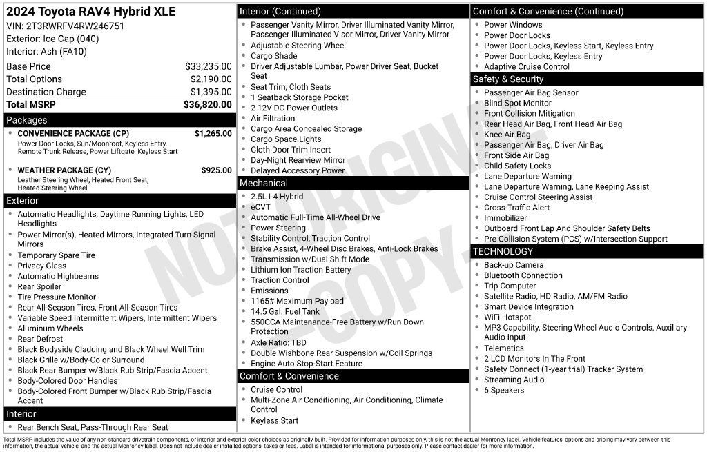 Used 2024 Toyota RAV4 XLE w/ Convenience Package AWD/4WD image 15