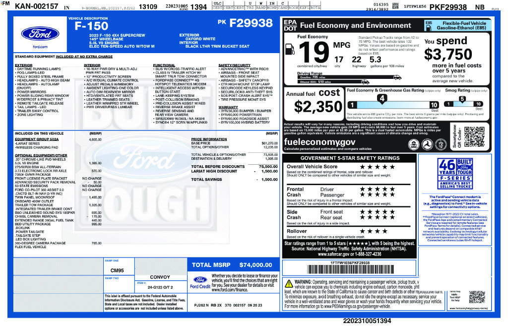Certified 2023 Ford F150 Lariat w/ Equipment Group 502A High AWD/4WD image 5