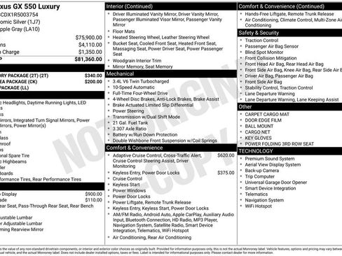 Used 2024 Lexus GX 550 w/ Accessory Package (2T) AWD/4WD image 47