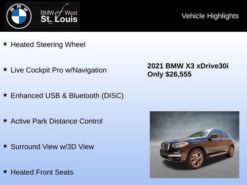 Used 2021 BMW X3 xDrive30i w/ Premium Package image 24