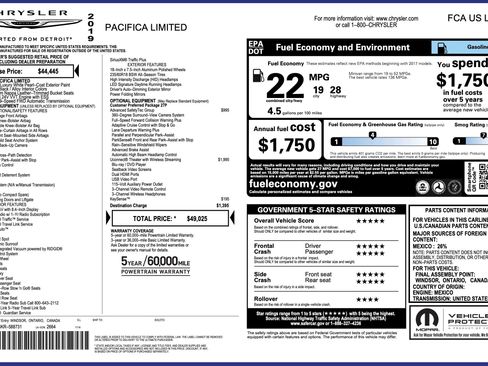 Used 2019 Chrysler Pacifica Limited w/ Advanced Safetytec Group FWD image 6