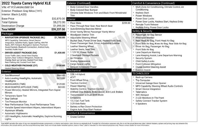 Used 2022 Toyota Camry XLE w/ Navigation Upgrade Package FWD image 22