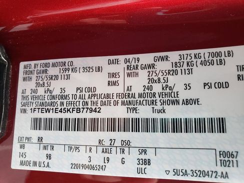 Used 2019 Ford F150 Platinum w/ Equipment Group 701A Luxury image 11