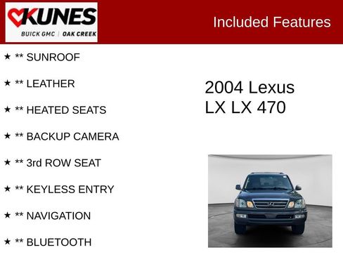 Used 2004 Lexus LX 470 4WD w/ Preferred Accessory Pkg image 2