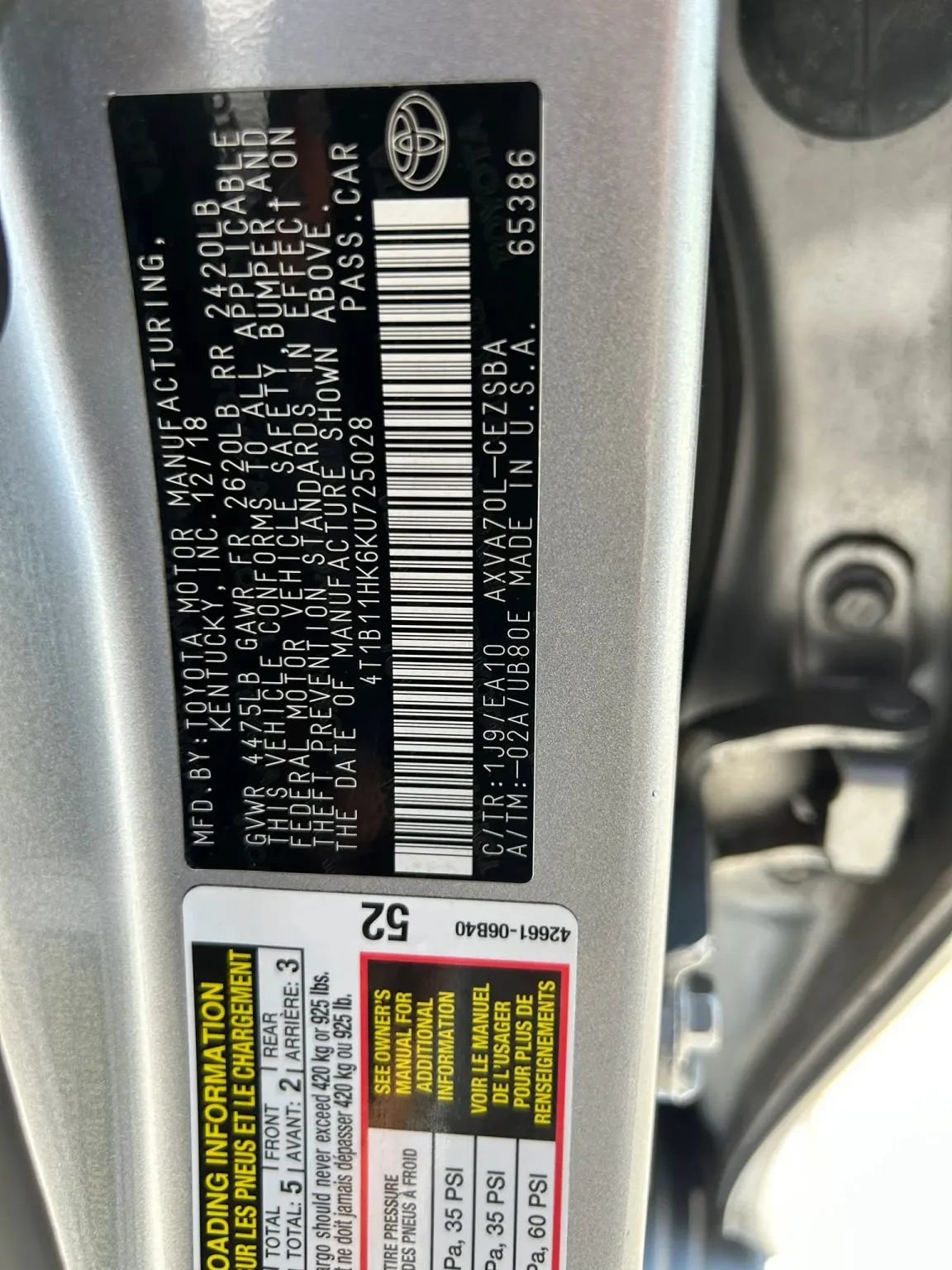 Used 2019 Toyota Camry SE FWD image 26
