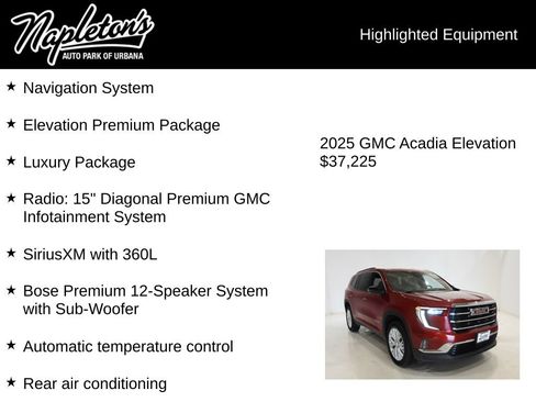 Used 2025 GMC Acadia Elevation w/ Elevation Premium Package FWD image 15