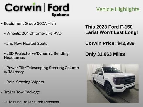Used 2023 Ford F150 Lariat w/ Equipment Group 502A High AWD/4WD image 7