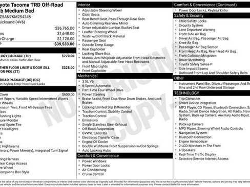Used 2019 Toyota Tacoma TRD Off-Road w/ Technology Package AWD/4WD image 11