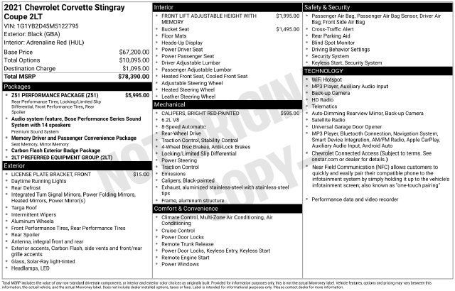 Used 2021 Chevrolet Corvette Stingray Preferred Cpe w/ Z51 Performance Package RWD image 33