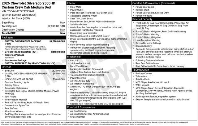New 2026 Chevrolet Silverado 2500 Custom w/ Custom Convenience Package AWD/4WD image 30