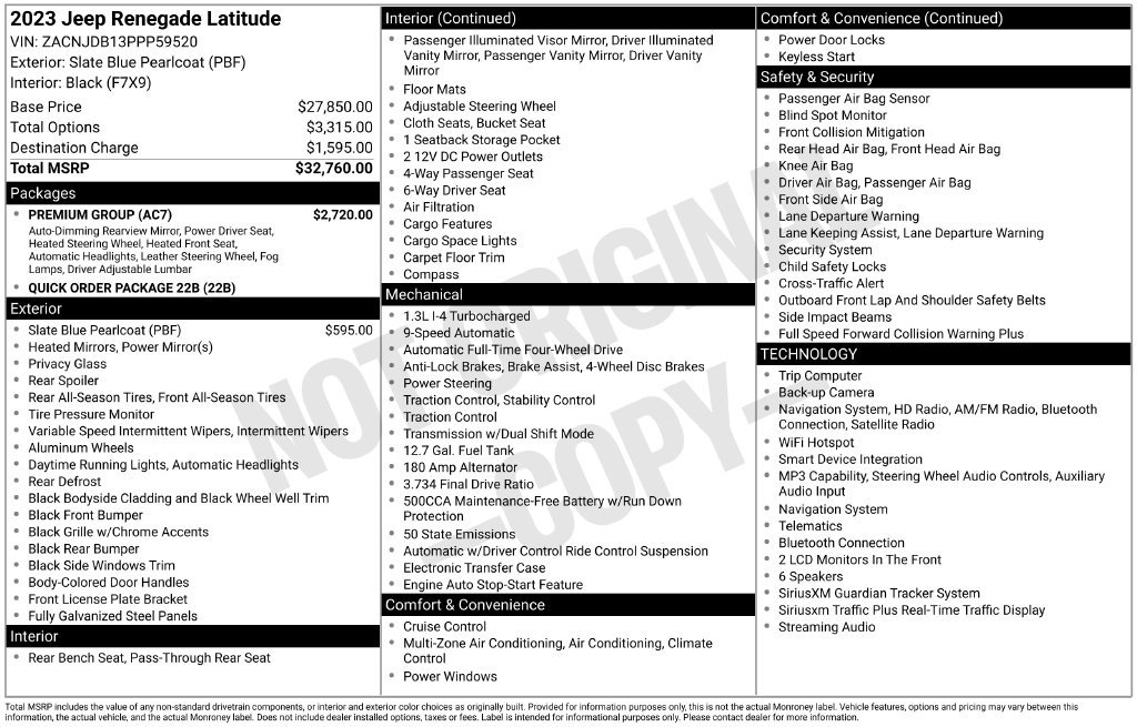 Certified 2023 Jeep Renegade Latitude w/ Premium Group AWD/4WD image 43