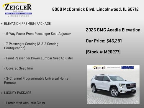 New 2026 GMC Acadia Elevation w/ Elevation Premium Package AWD/4WD image 6