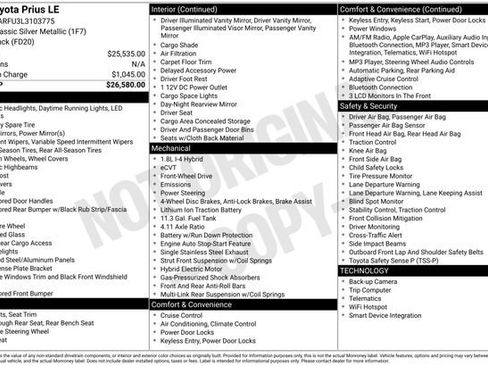Used 2020 Toyota Prius LE image 25